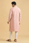 Shop_Aryavir Malhotra_Peach Kurta Viscose Embroidered Mirror Placket With Pant _at_Aza_Fashions