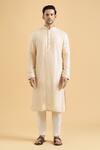 Arihant Rai Sinha_Beige Silk Plain Kurta_Online_at_Aza_Fashions