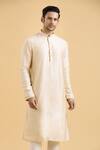 Arihant Rai Sinha_Beige Silk Plain Kurta_at_Aza_Fashions