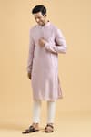 Buy_Aryavir Malhotra_Purple Kurta Slub Silk Solid With Pant _Online_at_Aza_Fashions