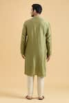 Shop_Aryavir Malhotra_Green Kurta Slub Silk Solid Straight With Pant _at_Aza_Fashions