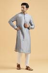 Shop_Arihant Rai Sinha_Grey Silk Straight Solid Kurta_Online_at_Aza_Fashions
