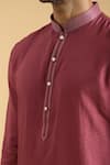 Buy_Aryavir Malhotra_Magenta Kurta Slub Silk Plain Straight With Pant _Online_at_Aza_Fashions