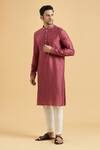 Shop_Arihant Rai Sinha_Magenta Silk Straight Plain Kurta_Online_at_Aza_Fashions