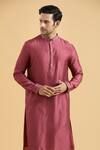 Arihant Rai Sinha_Magenta Silk Straight Plain Kurta_at_Aza_Fashions
