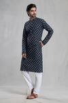 Buy_Aryavir Malhotra_Black Kurta Jaipur Cotton Print Floret Bud With Pant _at_Aza_Fashions