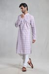 Buy_Aryavir Malhotra_Purple Cotton Embroidery Floral Chikankari Work Kurta With Pant _at_Aza_Fashions