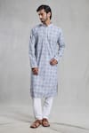 Buy_Aryavir Malhotra_Grey Cotton Embroidery Floral Chikankari Straight Work Kurta With Pant _at_Aza_Fashions