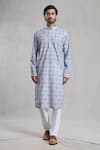 Buy_Aryavir Malhotra_Grey Cotton Embroidery Floral Chikankari Straight Work Kurta With Pant _Online_at_Aza_Fashions