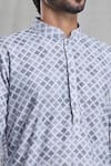 Buy_Arihant Rai Sinha_Grey Cotton Embroidery Straight Chikankari Work Kurta _Online_at_Aza_Fashions