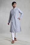 Shop_Arihant Rai Sinha_Grey Cotton Embroidery Straight Chikankari Work Kurta _Online_at_Aza_Fashions