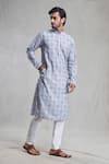 Arihant Rai Sinha_Grey Cotton Embroidery Straight Chikankari Work Kurta _at_Aza_Fashions