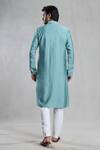 Shop_Aryavir Malhotra_Green Kurta Viscose Embroidered Placket Floral With Pant _at_Aza_Fashions