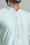 Buy_Aryavir Malhotra_Blue Kurta Banaras Silk Embroidery Thread Work Set 