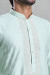 Arihant Rai Sinha_Blue Silk, Brocade Embroidery Thread Work Kurta_at_Aza_Fashions
