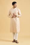 Buy_Aryavir Malhotra_Peach Kurta Banaras Brocade Woven Floral Set _at_Aza_Fashions