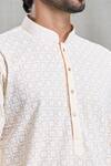 Buy_Aryavir Malhotra_Peach Cotton Embroidery Chikankari Thread Kurta Set _Online_at_Aza_Fashions