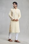 Buy_Aryavir Malhotra_Yellow Cotton Embroidery Chikankari Thread Geometric Kurta _Online_at_Aza_Fashions