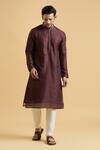 Buy_Arihant Rai Sinha_Maroon Rayon Printed Geometric Kurta _at_Aza_Fashions
