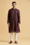 Arihant Rai Sinha_Maroon Rayon Printed Geometric Kurta _Online_at_Aza_Fashions