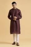 Buy_Arihant Rai Sinha_Maroon Rayon Printed Geometric Kurta _Online_at_Aza_Fashions