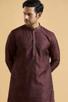 Shop_Arihant Rai Sinha_Maroon Rayon Printed Geometric Kurta _Online_at_Aza_Fashions