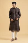 Buy_Arihant Rai Sinha_Brown Rayon, Polyester, Viscose Embroidery Mughal Print Kurta Set_Online_at_Aza_Fashions