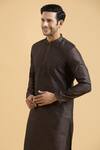 Shop_Arihant Rai Sinha_Brown Rayon, Polyester, Viscose Embroidery Mughal Print Kurta Set_Online_at_Aza_Fashions