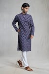 Buy_Aryavir Malhotra_Blue Jaipur Cotton Printed Floral Kurta _Online_at_Aza_Fashions