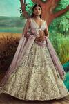 Shop_Angad Singh_Purple Net Gota, Sequins, Crystals, Bugle Beads Embroidered Bridal Lehenga Set _at_Aza_Fashions