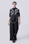 Buy_Nitin Bal Chauhan Edge_Black Egyptian Cotton Embellished Cord Tassels Stand Bead Shirt With Pant _at_Aza_Fashions