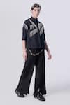 Nitin Bal Chauhan Edge_Black Egyptian Cotton Embellished Cord Tassels Stand Bead Shirt With Pant _Online_at_Aza_Fashions