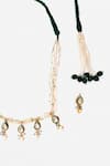 Shop_Dugran By Dugristyle_Green Pearls, Gota Patti, Stones Teardrop Kundan And Necklace Set _Online_at_Aza_Fashions