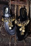 Buy_Foot Fuel_Black Chain Metallic Embellished Flats _at_Aza_Fashions