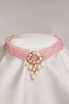 Shop_Joules By Radhika_Pink Charming Crystal Work Choker _at_Aza_Fashions
