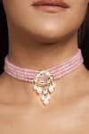 Joules By Radhika_Pink Charming Crystal Work Choker _Online_at_Aza_Fashions