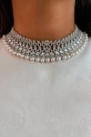 Buy_Prerto_White Diamonds Pearly Drop Choker Necklace Set _at_Aza_Fashions