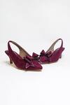The Alter_Maroon Bows Marilyn Solid Pointed Toe Stiletto Heels _at_Aza_Fashions