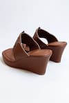 Shop_THE ALTER_Brown Braided Strapped Kolhapuri Wedges _Online_at_Aza_Fashions