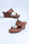 Shop_THE ALTER_Brown Braided Strapped Kolhapuri Wedges 