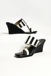 Shop_THE ALTER_Black Striped Print Kolhapuri Wedges 