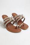 Shop The Alter Brown Pearls Embellished Kolhapuri Wedges at Aza Fashions Shop_The Alter_Brown Pearls Embellished Kolhapuri Wedges _at_Aza_Fashions
