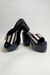 Buy The Alter Black Stripe Print Block Heels at Aza Fashions Buy_The Alter_Black Stripe Print Block Heels _at_Aza_Fashions