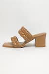 Buy_The Alter_Brown T Shaped Quilted Statement Block Heels _Online_at_Aza_Fashions