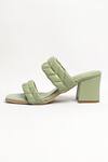The Alter Green Quilted Statement Block Heels Online at Aza Fashions The Alter_Green Quilted Statement Block Heels _Online_at_Aza_Fashions