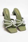 Buy The Alter Green Pearl Embellished Block Heels at Aza Fashions Buy_The Alter_Green Pearl Embellished Block Heels _at_Aza_Fashions