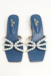 Shop_The Alter_Blue Pearl Strap Embellished Block Heels _at_Aza_Fashions