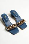 The Alter Blue Chain Metallic Block Heels Online at Aza Fashions The Alter_Blue Chain Metallic Block Heels _Online_at_Aza_Fashions