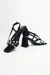 Shop_THE ALTER_Black Rhinestone Marina Embellished Block Heels _Online_at_Aza_Fashions