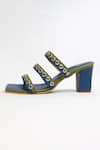 THE ALTER_Blue Rivet Strap Embellished Block Heels _at_Aza_Fashions